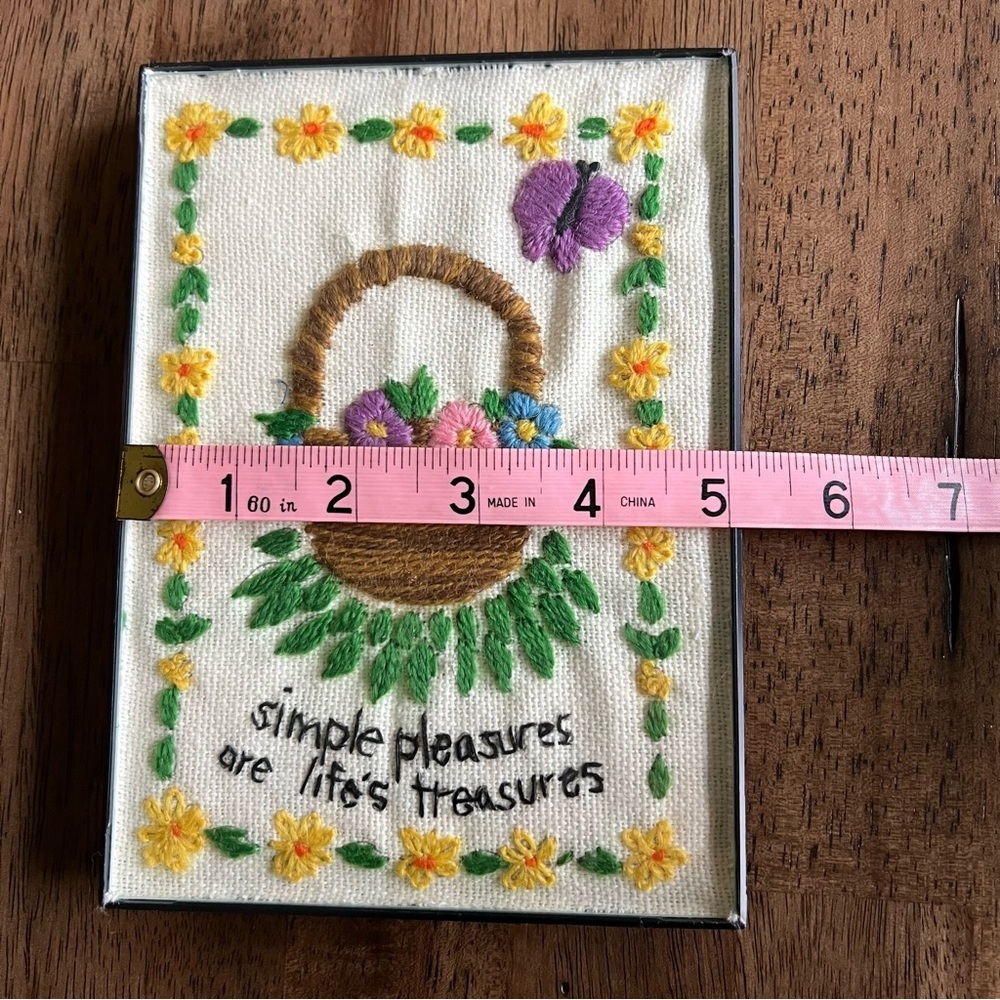 Vintage Embroidered “Simple Pleasures Are Life’s Treasures” Wall Art - Picture 5 of 6